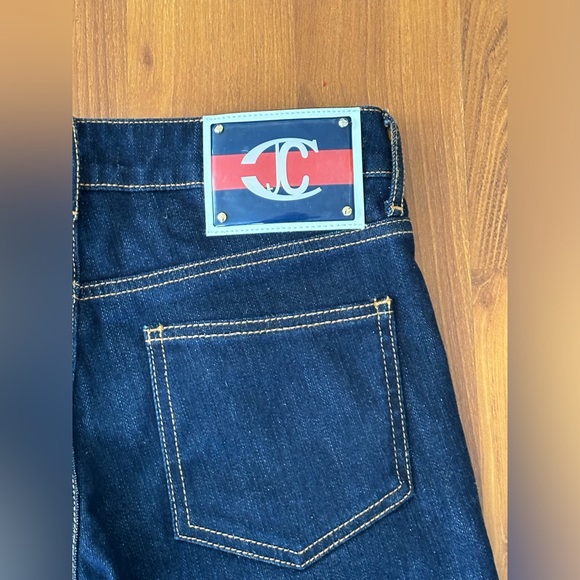 JustCavalli dark blue denim pants with round flat gold studs on the side Size 27 - Picture 7 of 15
